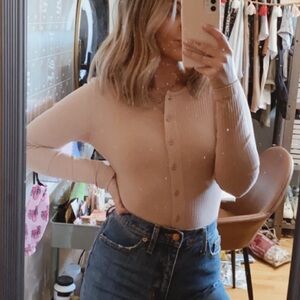 Missguided Nude Button-Down Top